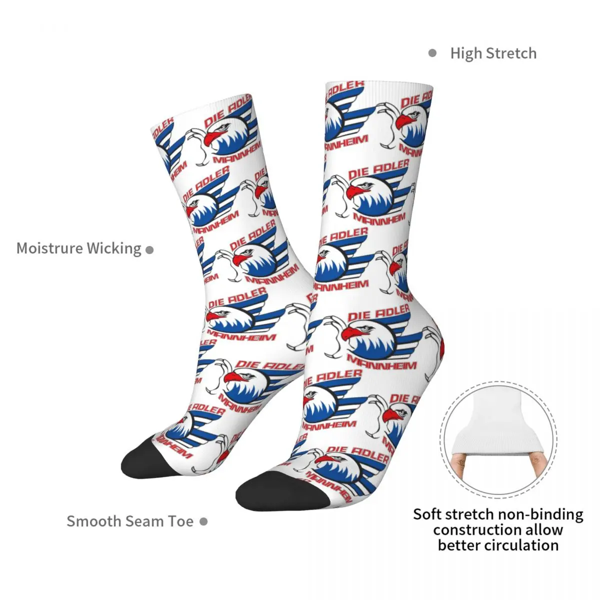 Calzini da hockey Adler Mannheim Harajuku Calze di alta qualità Calzini lunghi per tutte le stagioni Accessori per regalo di compleanno unisex