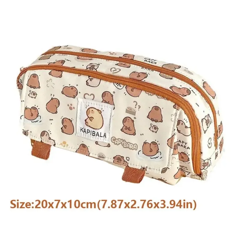 Capybara Four Layer Large Capacity Pen Case Cute Cartoon Pencil Case Stationery Organizer Storage Bag For Students Gift