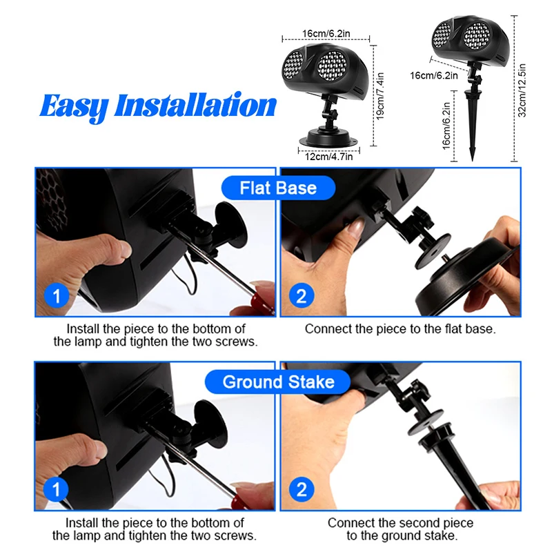 2025 Snowflake Christmas Projector Outdoor Lighting Remote Control Timer Function Waterproof Laser Light Projector Party Holiday