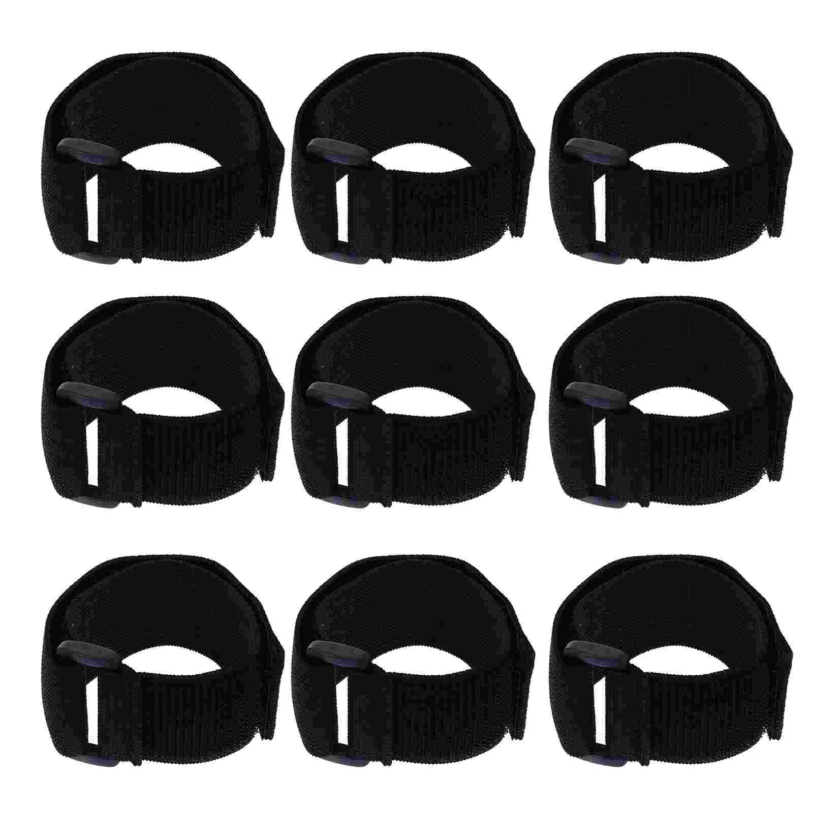 

10 Pcs Athletic Tape Elastic Band Hook Loop Strap Adhesive Fixing Belt Black Self Fastener