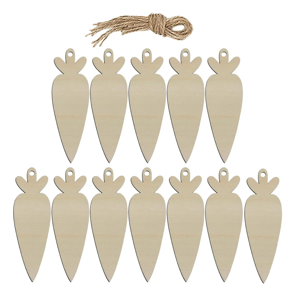 

12 Pcs Carrot Pendant Easter Carrots Cutouts Blank Wooden Ornaments Hanging Decorations Tags