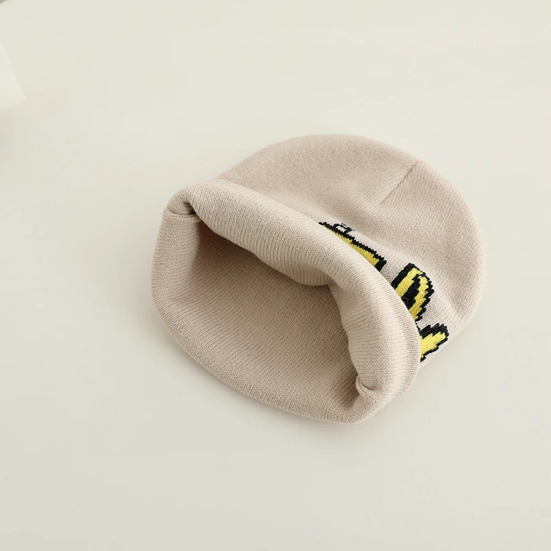 Baby Boys 2024 New Fashion Autumn Winter Casual Knitted Cartoon Excavator Children Outdoor Kids Caps Sports Warm Hats