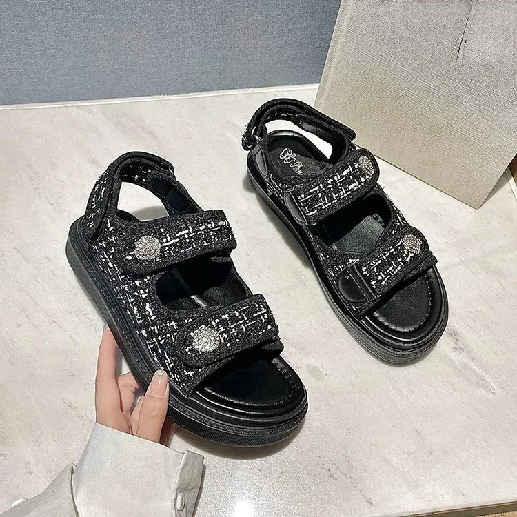 2024 Women Fashion Sandals Summer New Flat  Embroidery Size 35-40 Casual Roman Designer Shoes Platform Sandal