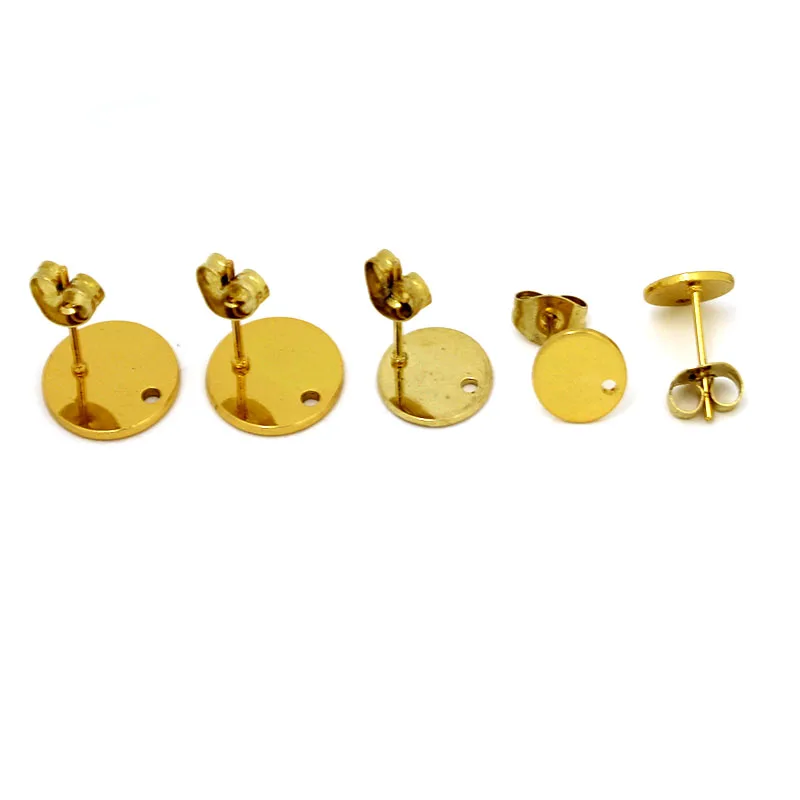 Boucles d'Oreilles Rondes en Acier Inoxydable, Clous Vierges pour le Bricolage, Base de Bijoux, Trou Exécutif, Breloques Pendantes, Composants, Accessoires, 20 Pièces