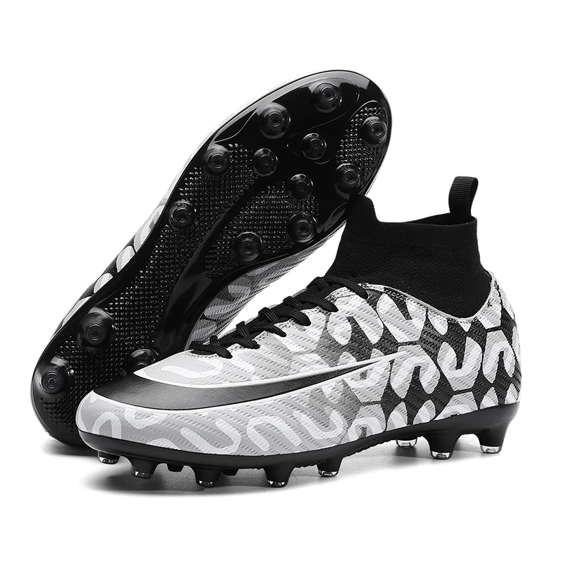 

Men Women Soccer Shoes High-top Football Boots Lightweight AG/TF Turf Soccer Sneakers Outdoor Futsal Training Shoes Size 36-47