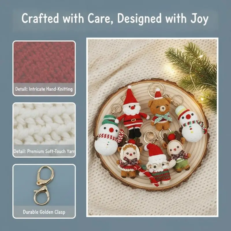 1 Stück Niedlicher Gehäkelter Elch-Anhänger, Handgefertigter Gewebter Hirsch-Schlüsselanhänger, Gestrickte Puppe, Weihnachtliches Hängedekor, Liebliches Geschenk – Detail 6