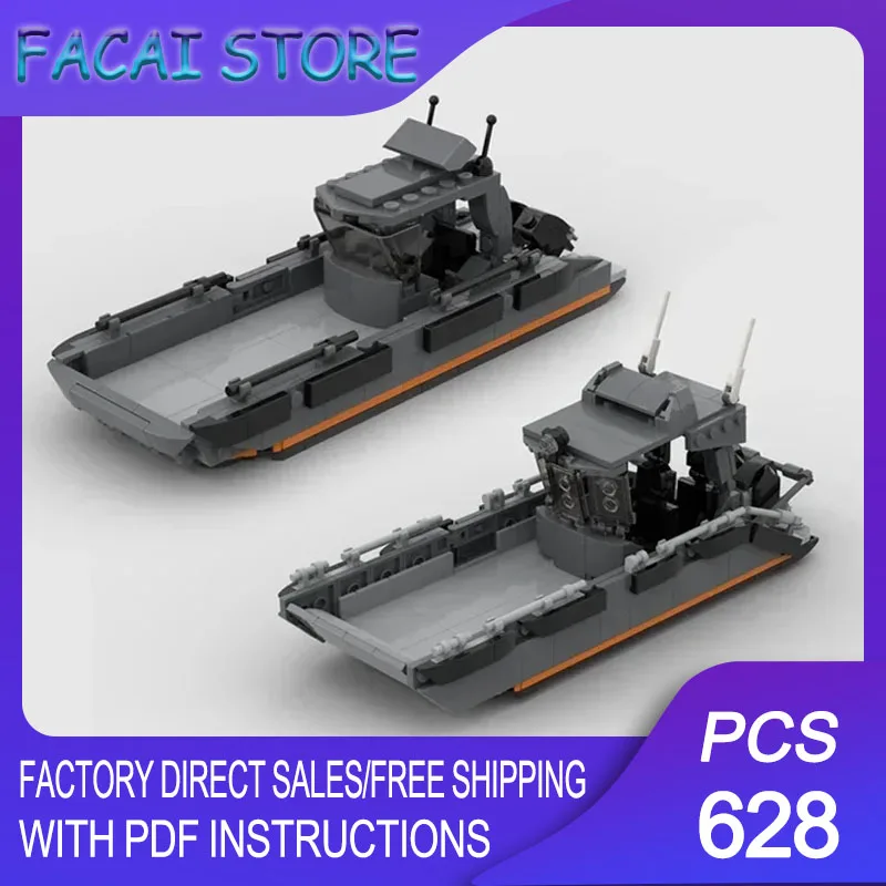 

Moc Building Blocks Modular AL8 Mini Boat Model Technology Bricks Military Boat DIY Sets Assembly Holiday Construstion Toy Gifts