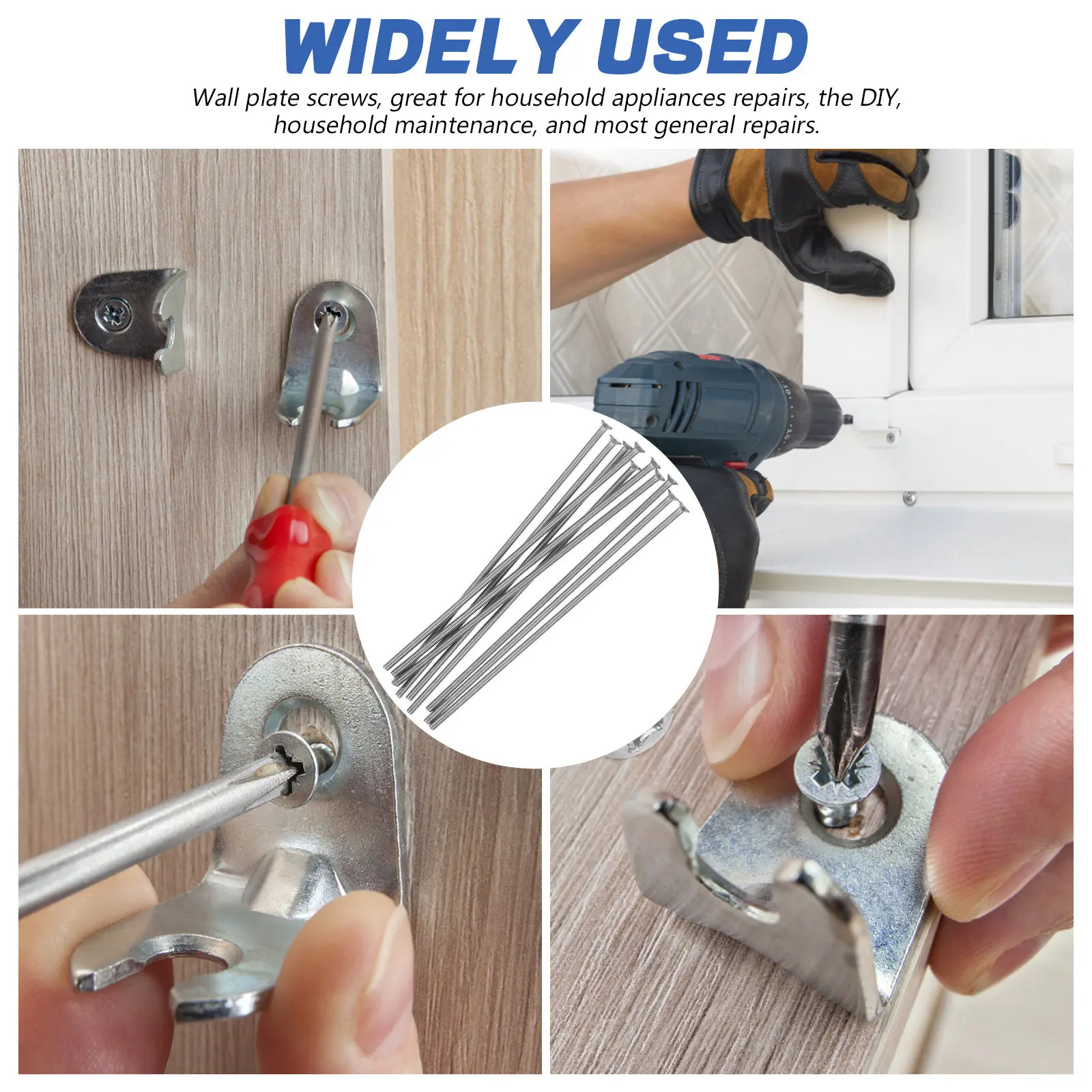 10Pcs Extended Length Stainless Steel Outlet Screws Long Wall Plate Screws for Electrical Outlet Box Mounting Repair
