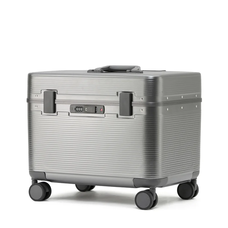 Aluminium Frame Koffer, Top-Opening Abs Draagbare Trolley Case, Universele Wielen, Douane Code Lock Boarding Case - afbeelding 1