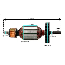 AC 220V Electric Spanner 7 Teeth Shaft Armature Rotor for Makita 6905B