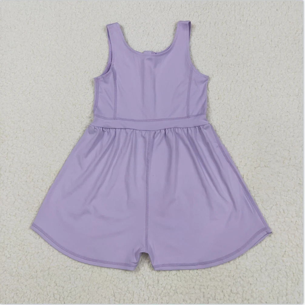 

Hot Sale Baby Girl Clothing Boutique Kids Clothes Girls Jumpsuit Baby Girls Lavender Sleeveless Yoga baby girl clothes jumpsuits