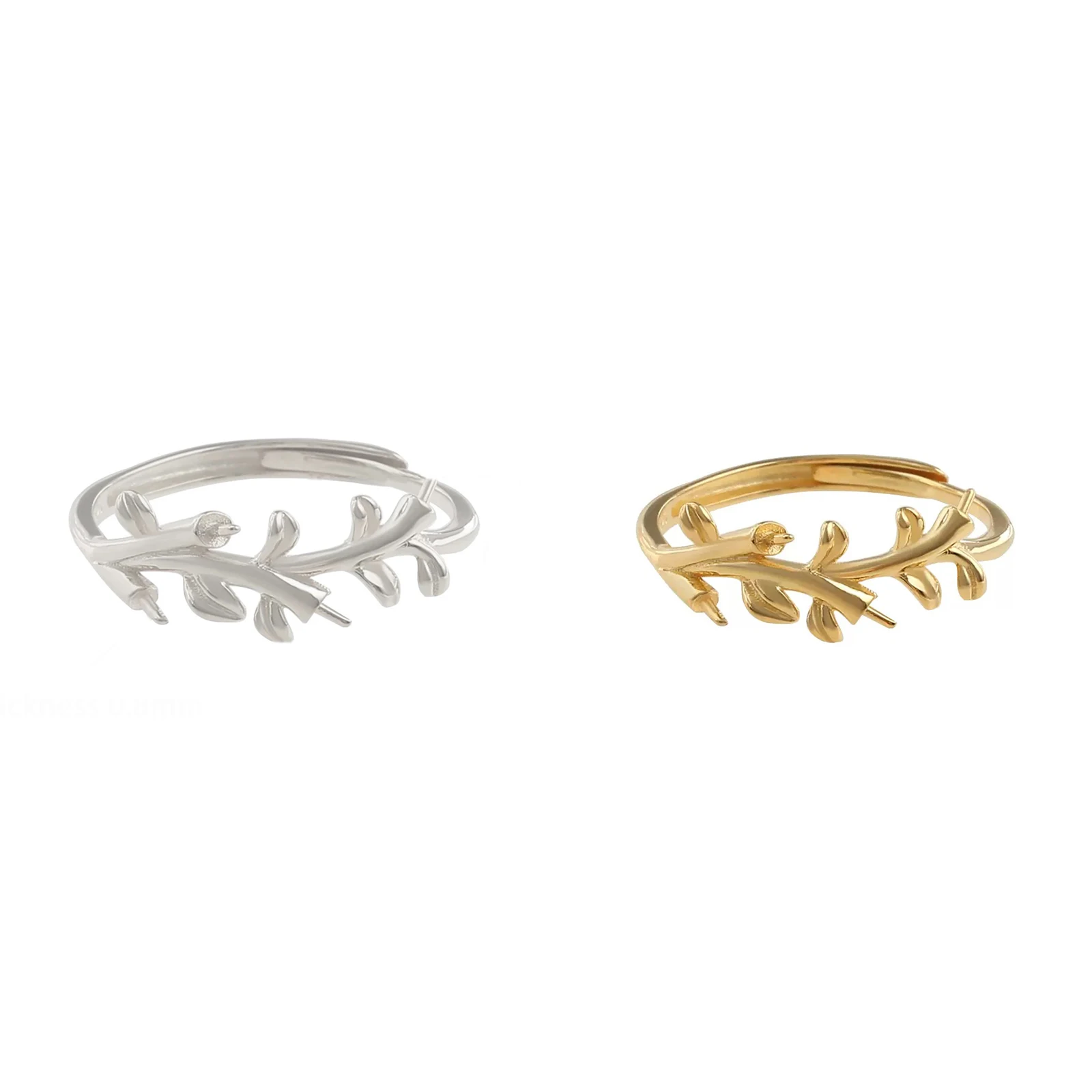 925 Sterling Silver Adjustable Branch Ring Blank Base Can Be Embedded 4 Pieces Beads DIY Ring Charm Jewelry Making Accessory