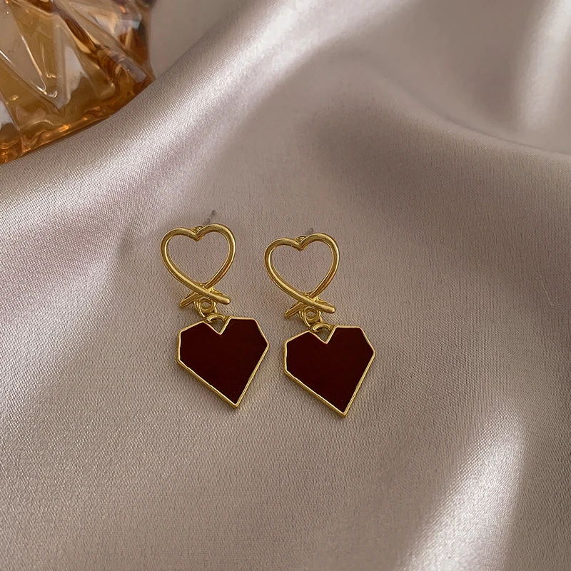 Mode Geometrische Rote Emaille Ohrstecker für Frauen Aussage Vintage Imitation Perlen Ohrringe Licht Luxus Party Schmuck Geschenk – Detail 15