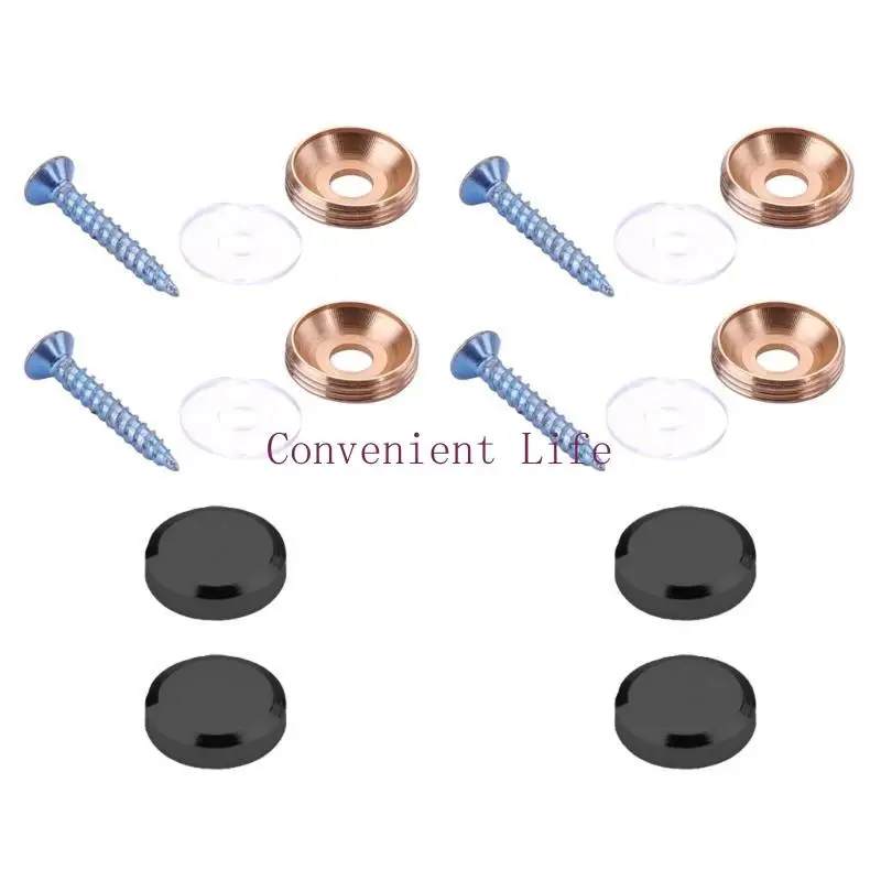 L1EE 4 قطع مرآة تثبيت المسامير قبعات زخرفية مسطحة لوحات تزيين الأظافر #4