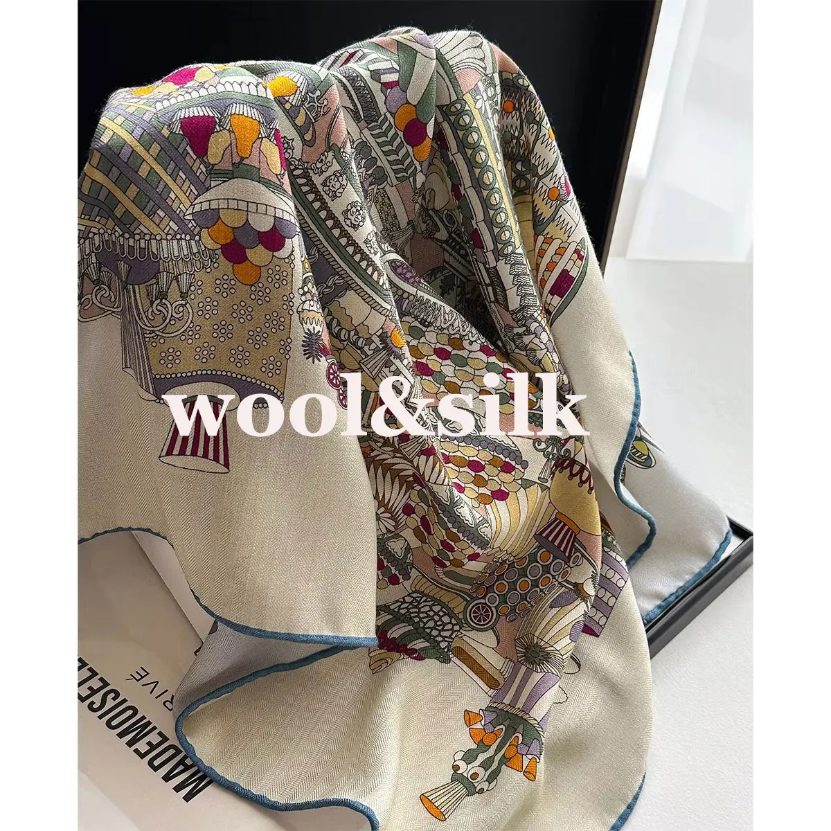 

Модный шарф из 82% шерсти 18% натурального шелка для женщин, шали, платки, шарфы из пашмины, женский хиджаб, бандана, буфанда, пончо, шарфы