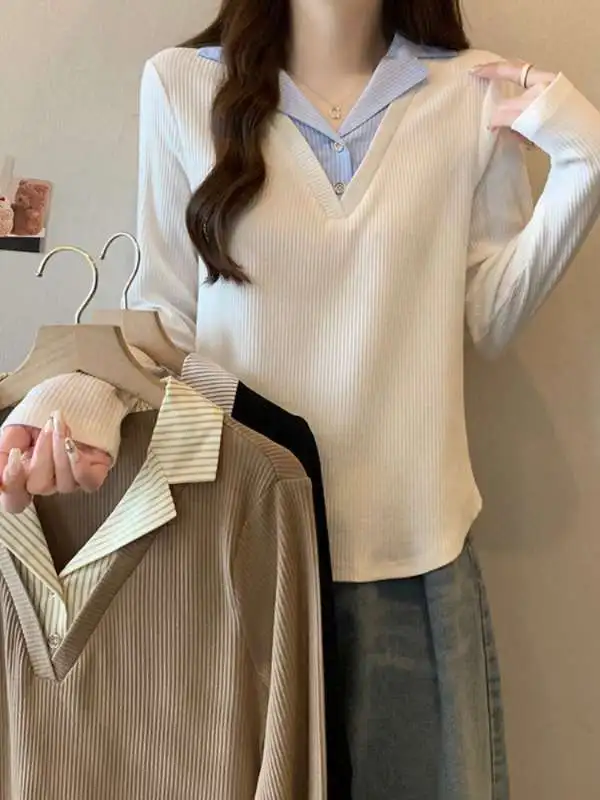 بلوزات ملابس للنساء في الخريف Urbana Estampada Divertida مخيط Fem Youthful Popluar شبه سحاب الخريف والشتاء #2