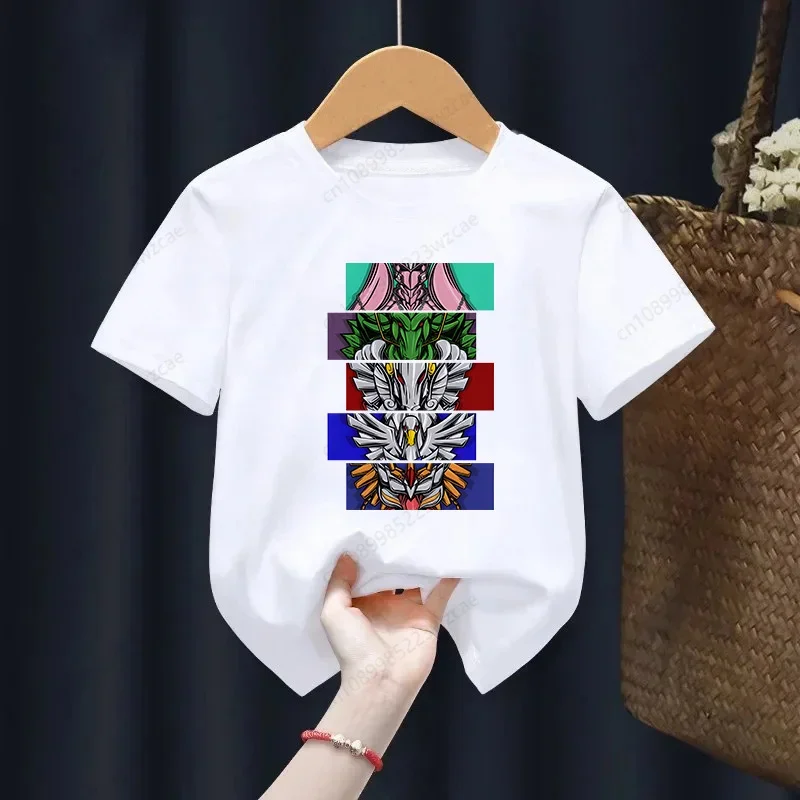 Saint Seiya Knights of The Zodiac Print Kids T Shirt Funny Cartoon Girl Top Harajuku White Round Neck Short Sleeves Boys Tshirt