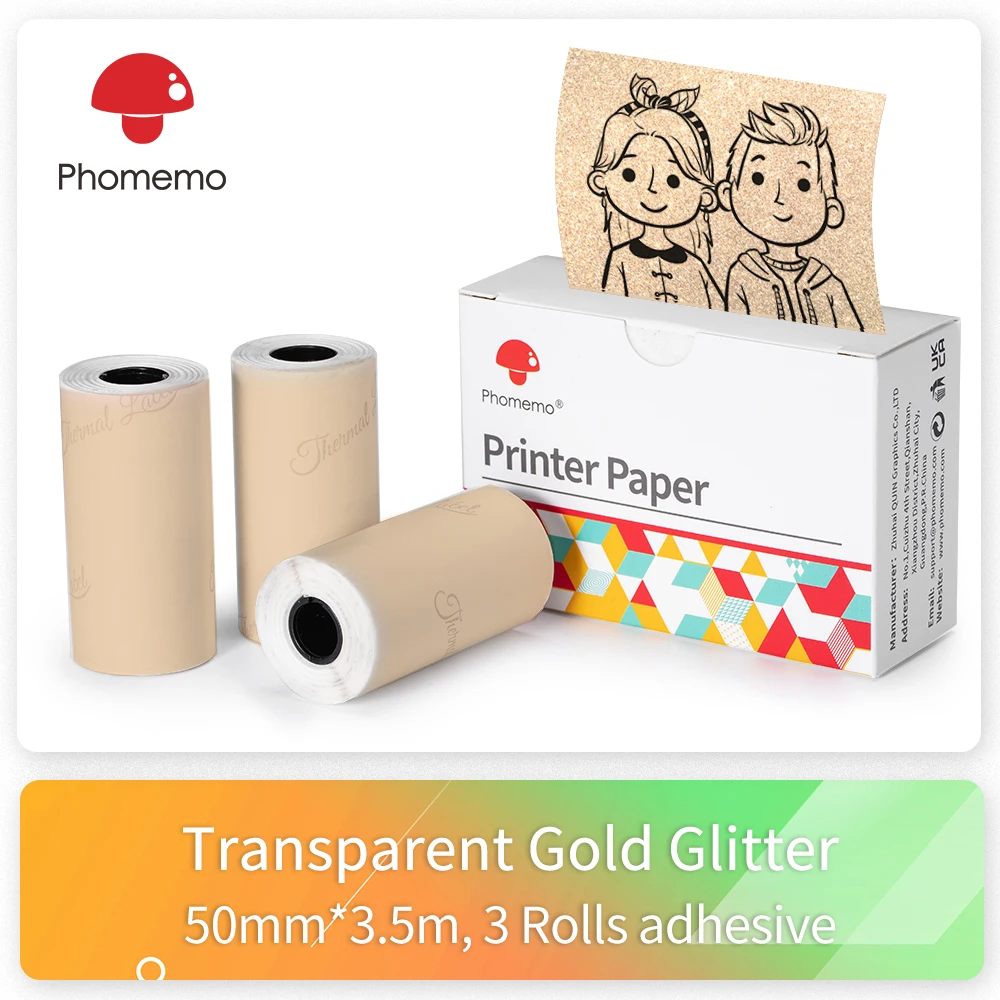 

Thermal Paper Phomemo Printable Sticker Self Adhesive Photo Rolls Paper for Phomemo M02/M02S/M02Pro Mini Portable Printer