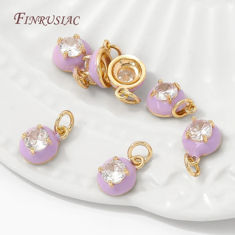14K Gold Plated Enamel Charms with CZ Crystal,Heart Moon Pendant For DIY Jewelry Making,DIY Bracelet Necklace Earring Supplies view 5