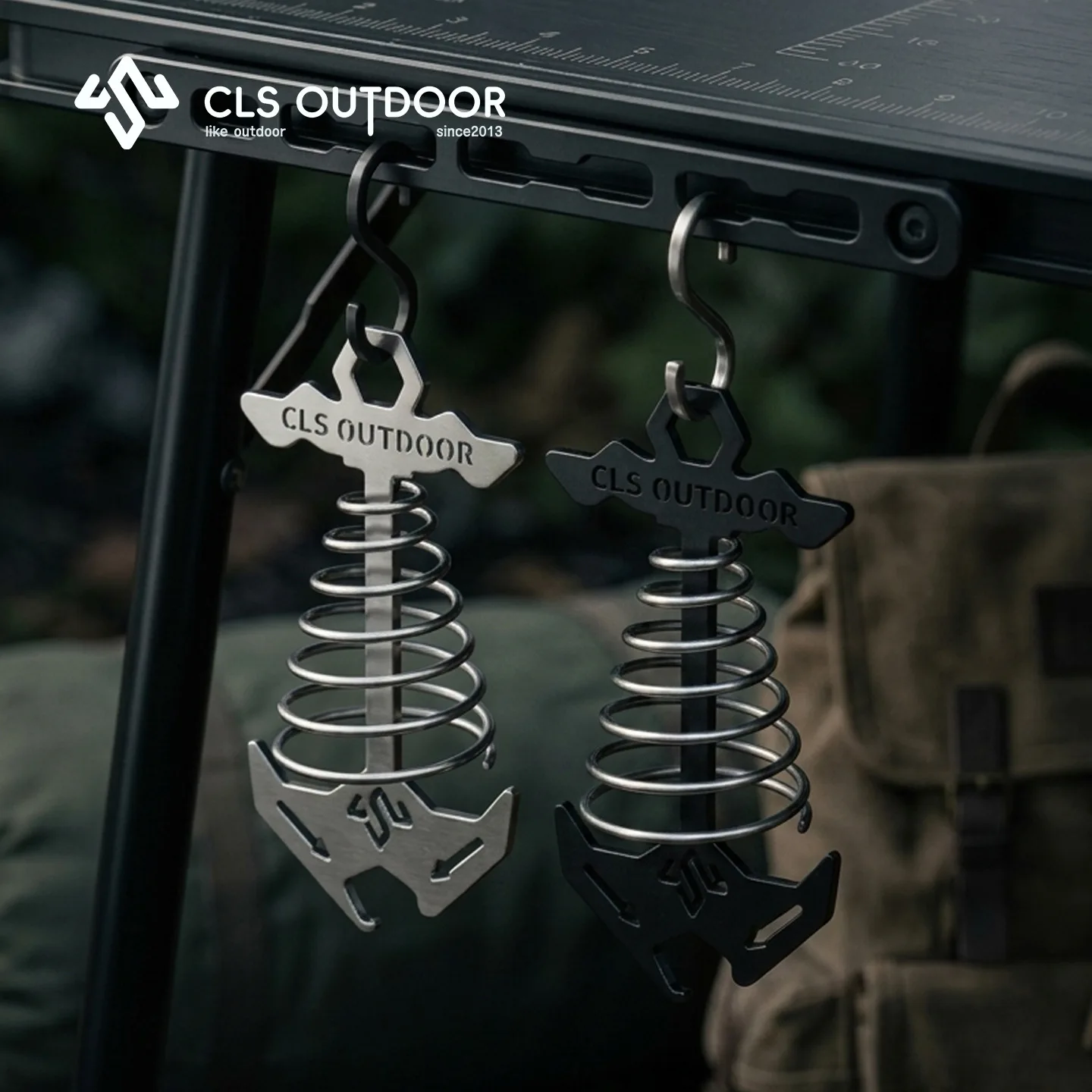 CLS 2/4Pcs/set Camping Adjustable Plank Spiral Shaped Fish Bone Deck Carabiner Wind Rope Buckles Tent Stakes Hook Board Peg