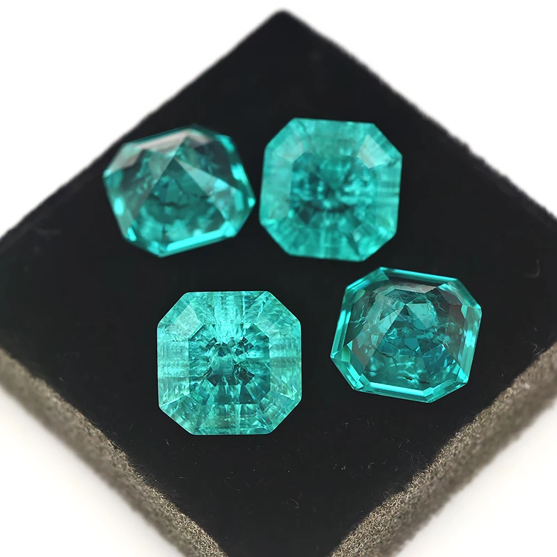 Paraiba YAG Crushed Ice Cotton Cut Loose Gemstone Asscher Shape Yttrium Aluminum Garnet Raw Stone for Handmade Jewelry Making