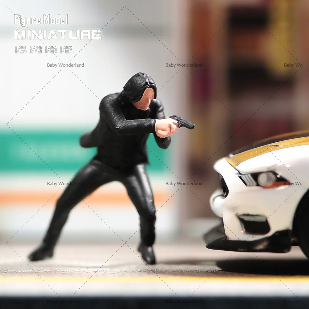 In Stock 1/43 1/64 1/87 Painted Miniatures Killer Keanu Reeves Men in Suits Male Scene Figure Dolls Unpainted Model