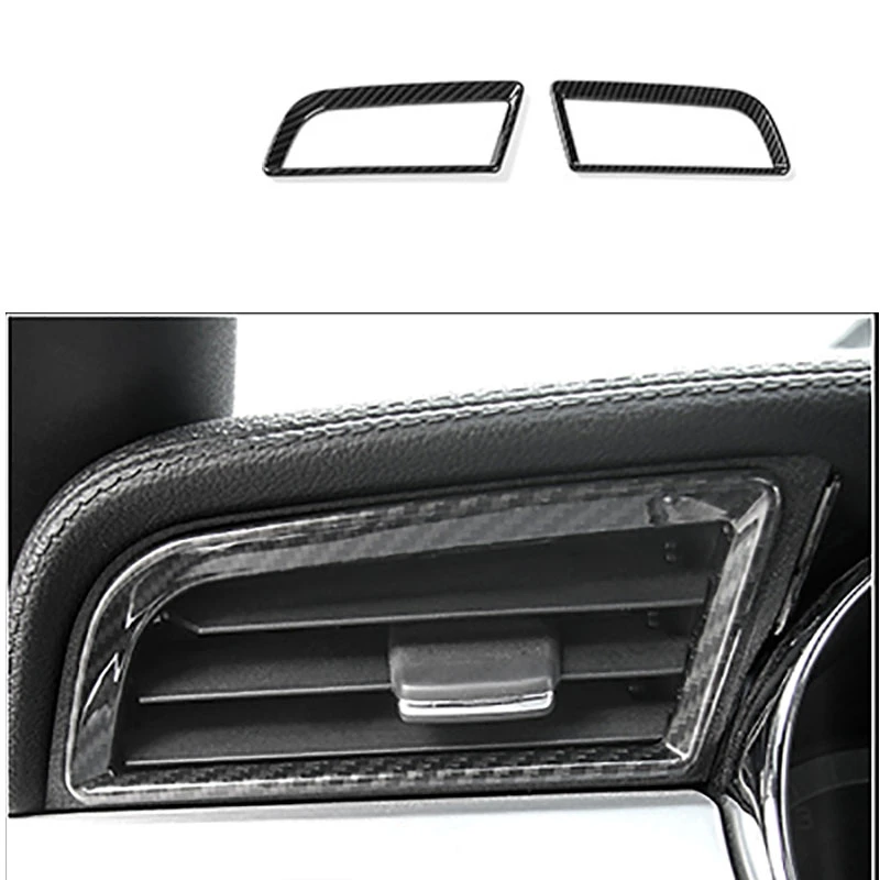 

Fit For Ford Mustang 2015-2020 ABS Carbon fiber color Interior Decoration Dashboard Side Air Condition Vent Cover Ring Sticker