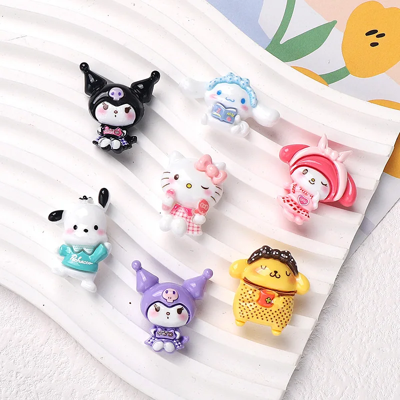 5pcs miniso cute sanrio cartoon resin flatback cabochons for diy jewelry making handmade crafts materials