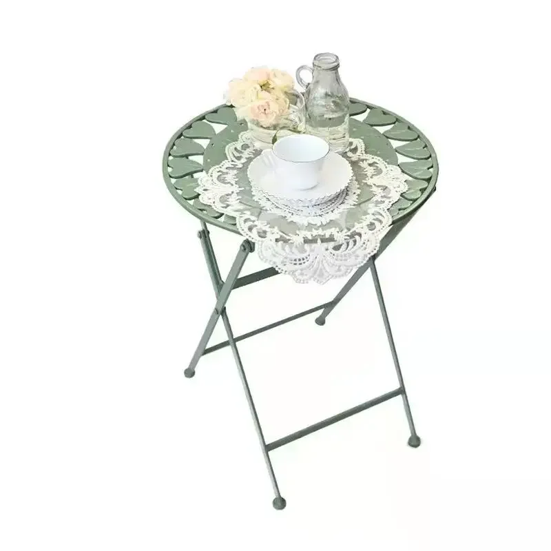 Medieval Pastoral Tea Wrought Iron Living Room Household Small Coffee Table Foldable Outdoor Pastoral Picnic Coffee Table