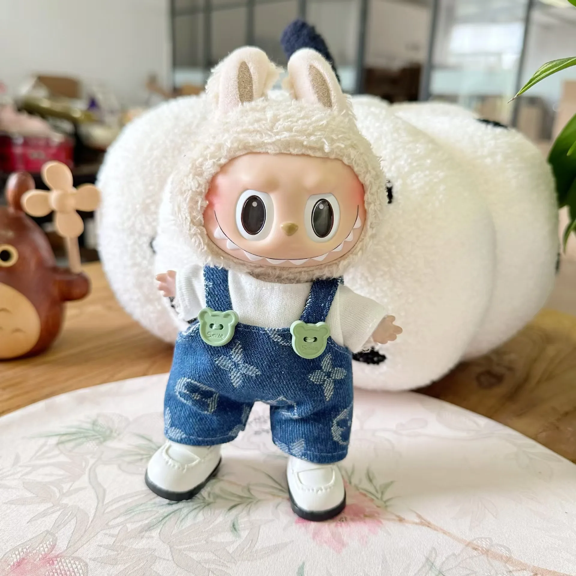 17cm Labubu I II Fashion Outfit Idol Dolls Sitting Party Cute Plush Doll\'S Clothes Bib Pants Accessories For Korea Kpop Exo