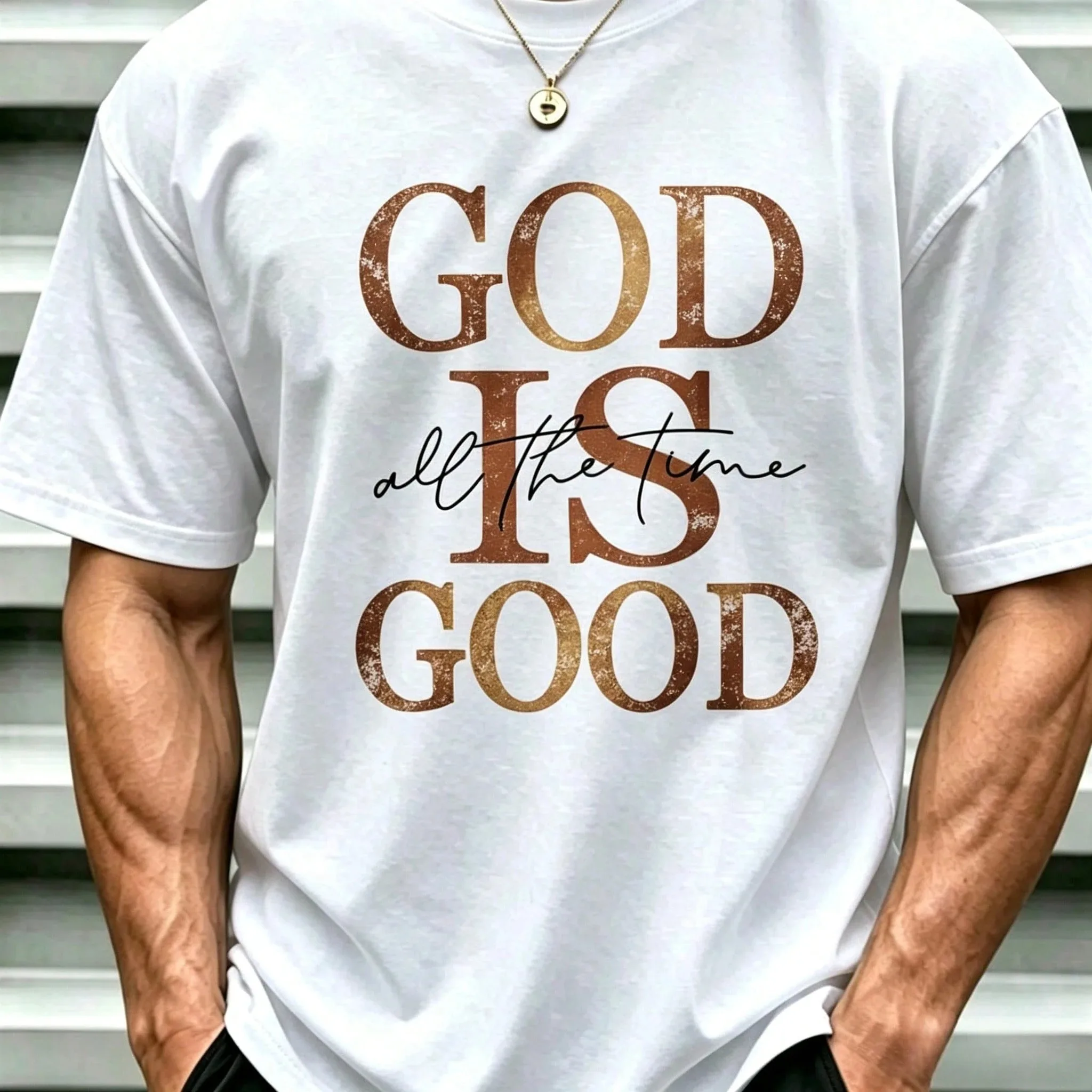 2026 New Pop Family Matching Oversized Unisex T Shirt God Is Good All The Time Vintage Print Cotton Short Sleeve Streetwear Tee