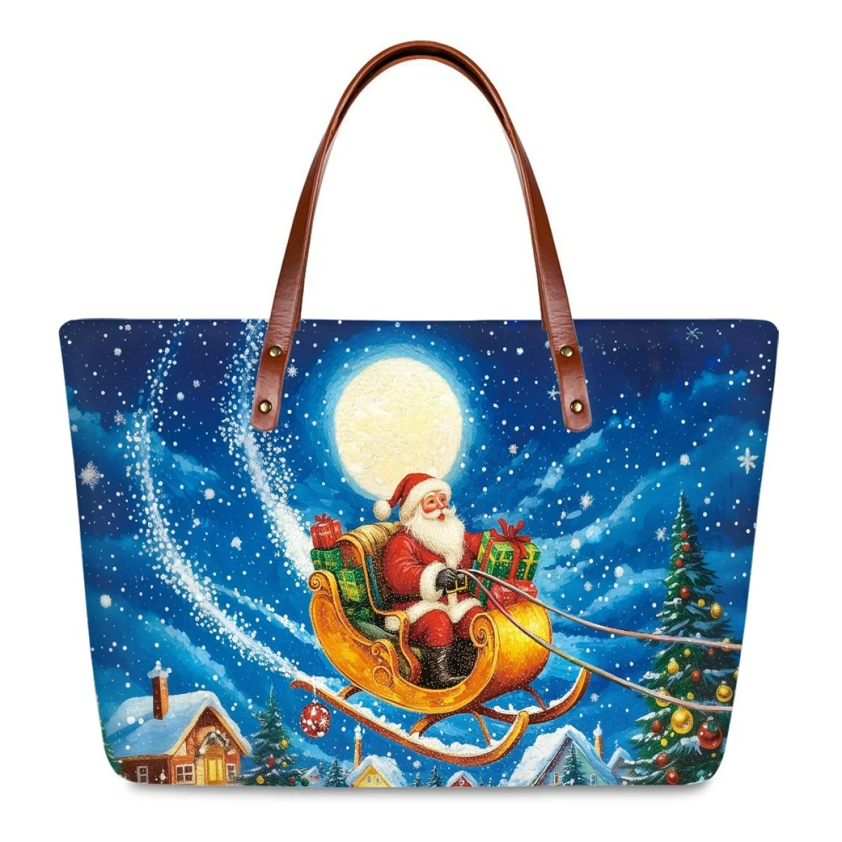 Noisydesigns Women Handbag Shoulder Bags Happy Christmas Santa Claus Design Tote Purse Bolsos Mujer Luxury New Fashion Trendy