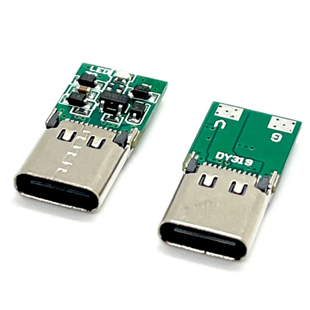 1SZT TYP C USB 24Pin Jack Wtyczka żeńska Złącze spawalnicze Adapter DC 5V 9V12V 15V 20V Złącze spustowe ze światłami LED i chipami — zdjęcie 3