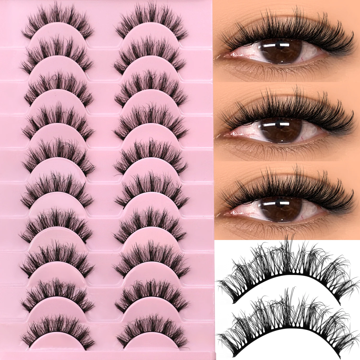 ขนตาปลอม GROINNEYA แบบขนแมว 3 มิติ ให้ความหนาแน่น เหมือนขนตาต่อ ขนตาปลอมมิงค์ ดูหนา นุ่ม งอนแบบ D