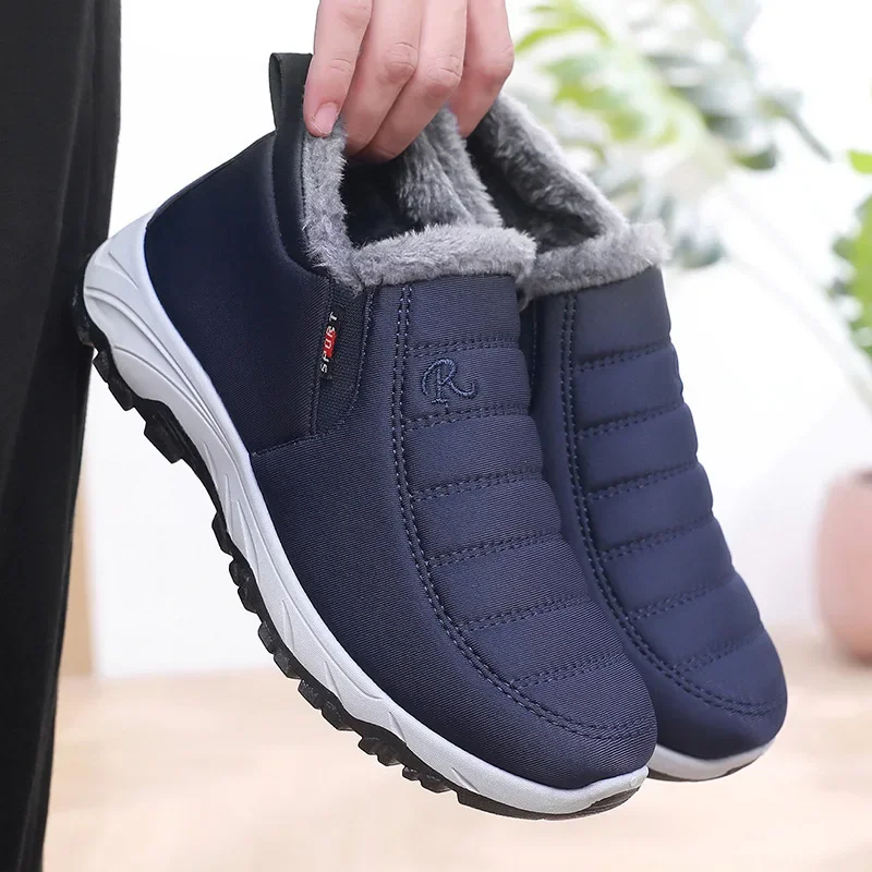 Men'S Winter New Style With Plush And Thick Snow Boots Warm And Comfortable Cotton Shoes Fashionable And Casual Sports Shoes