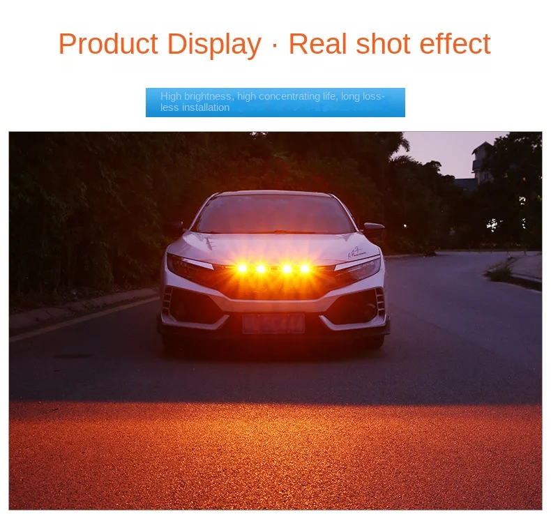 3X سيارة دراجة نارية Suv شاحنة صغيرة المدخن عدسة العنبر LED الجبهة مصبغة تشغيل أضواء تحذير مصابيح لفورد F-150 رابتو الأصفر #3