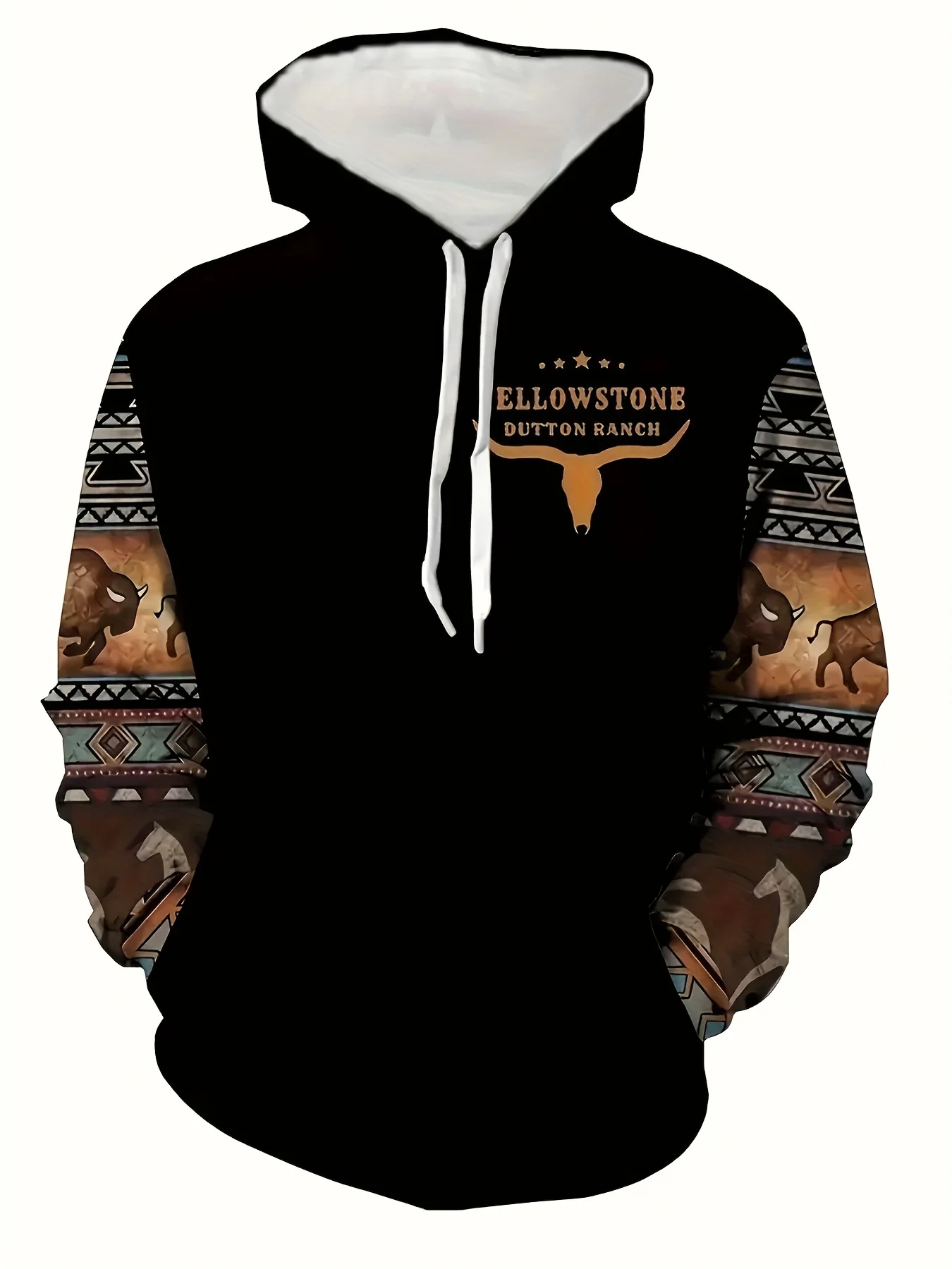 Men's Vintage Yellowstone Pattern Printed Hoodie New Spring Long Sleeve Hooded Sweatshirt Oversized Men's Hoodies Pullovers