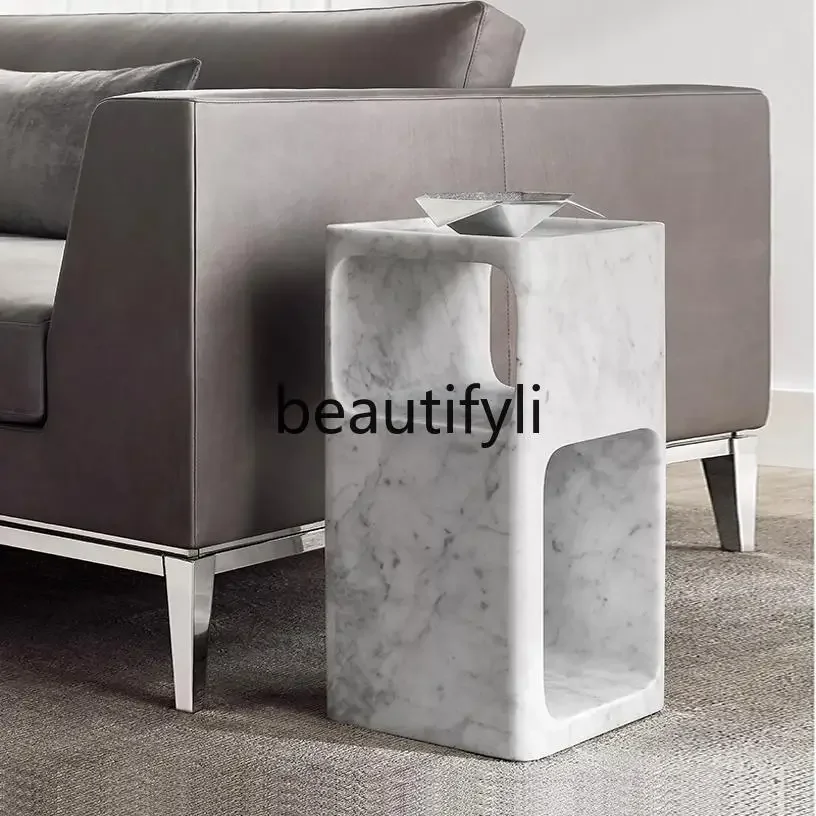 

B6 Simple modern natural marble edge few Nordic creative sofa edge mini small coffee table light luxury square