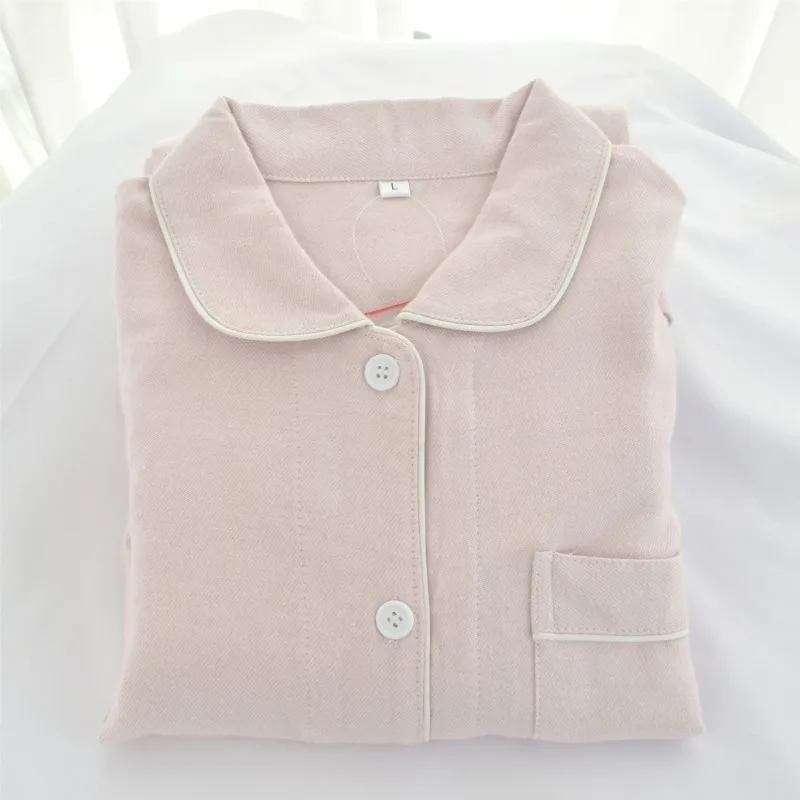 Spring Autumn Women Casual Classic Pajama Sets Female 100%Cotton Sleepwear Suit Women Turn-down Collar Shirt & Pants  Pijamas