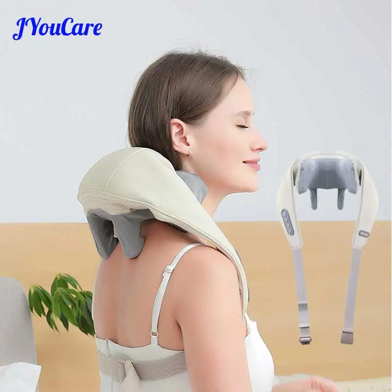 JYouCare massager for neck shoulder Heating muscle kneading shiatsu shawl Cervical body back Massage sensitive areas masajeador