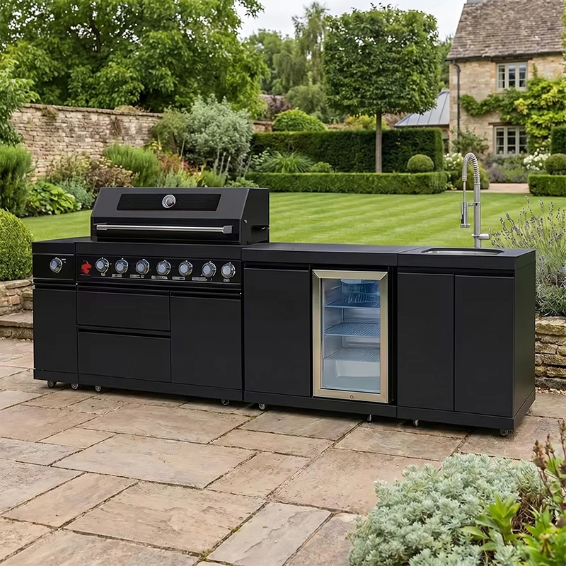 

Уличная кухонная станция из нержавеющей стали с индукционной плитой и грилем-барбекю Kamado для заднего двора и патио