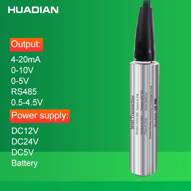 Tank Water Immersion Level Controller For Level Measurement With Alarm 4-20ma Output 0-5v Analog Rs485 Liquid Level Sensors