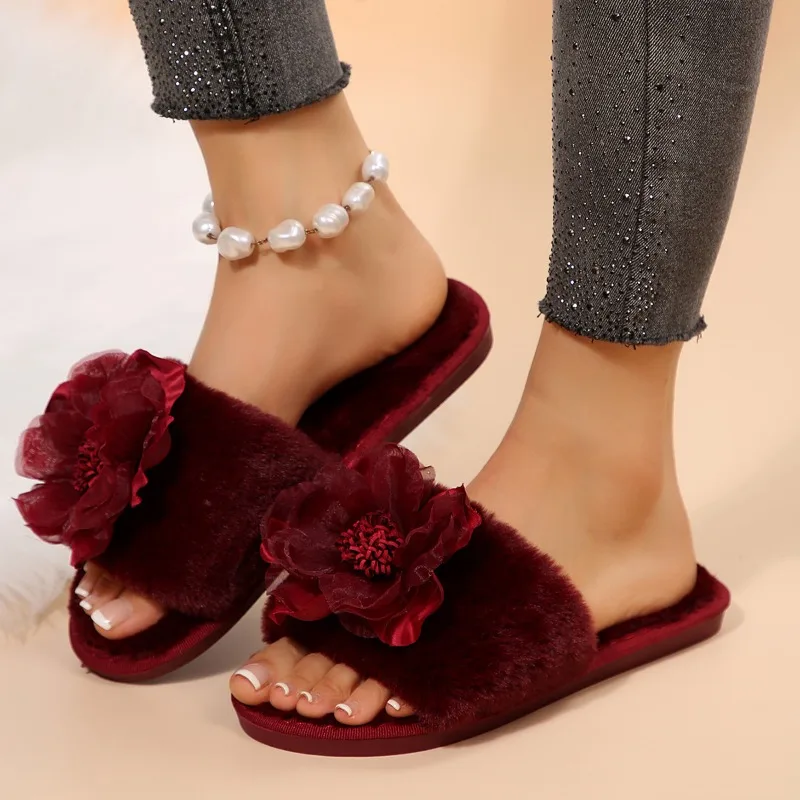 الخريف الشتاء النساء النعال موضة داخلي أفخم القوس النعال الإناث Bowknot أحذية المنزل لطيف الدافئة رقيق ضوء الشرائح النساء #3