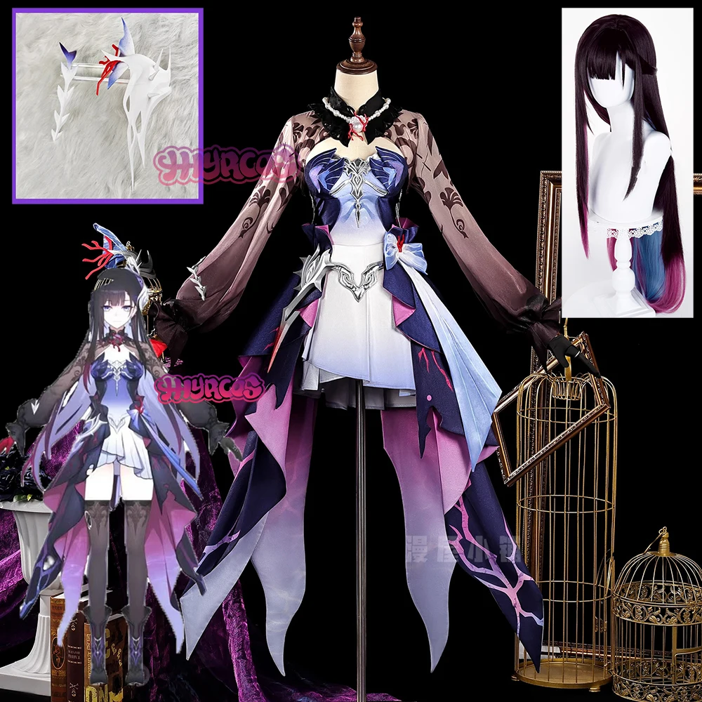 

Honkai Star Rail Hysilens Cosplay Costume Wig Dress Shoes Headwear Amphoreus Halloween Party Carnival Cos Props For Women