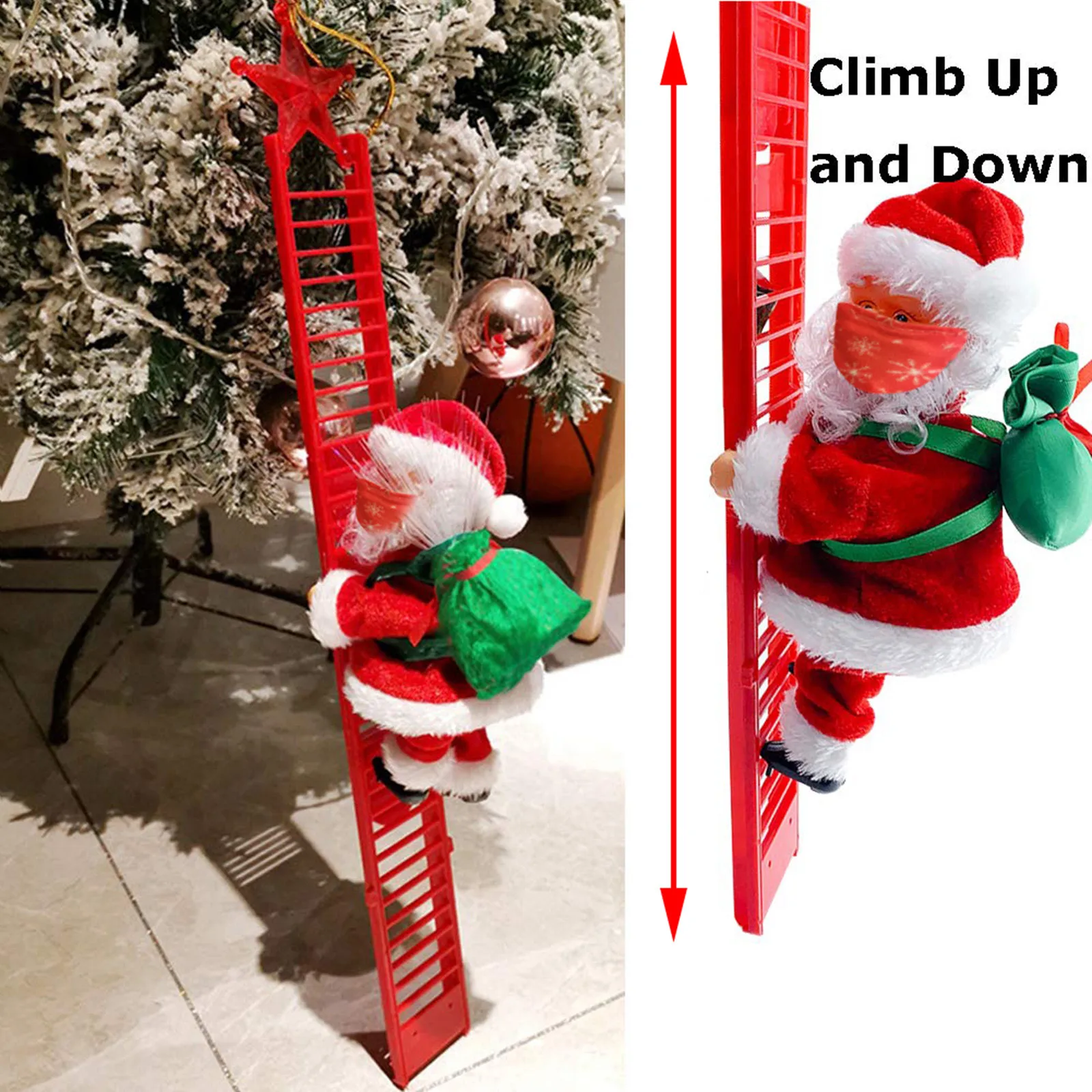 تسلق سانتا زينة عيد الميلاد هدايا سانتا عيد الميلاد تسلق صعودا وهبوطا تسلق سانتا مع ألعاب الأطفال المشهورة الخفيفة #3