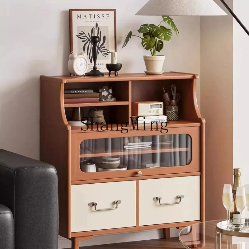 

SM medieval solid wood dining side cabinet retro small apartment kitchen integrated wall storage cabinet