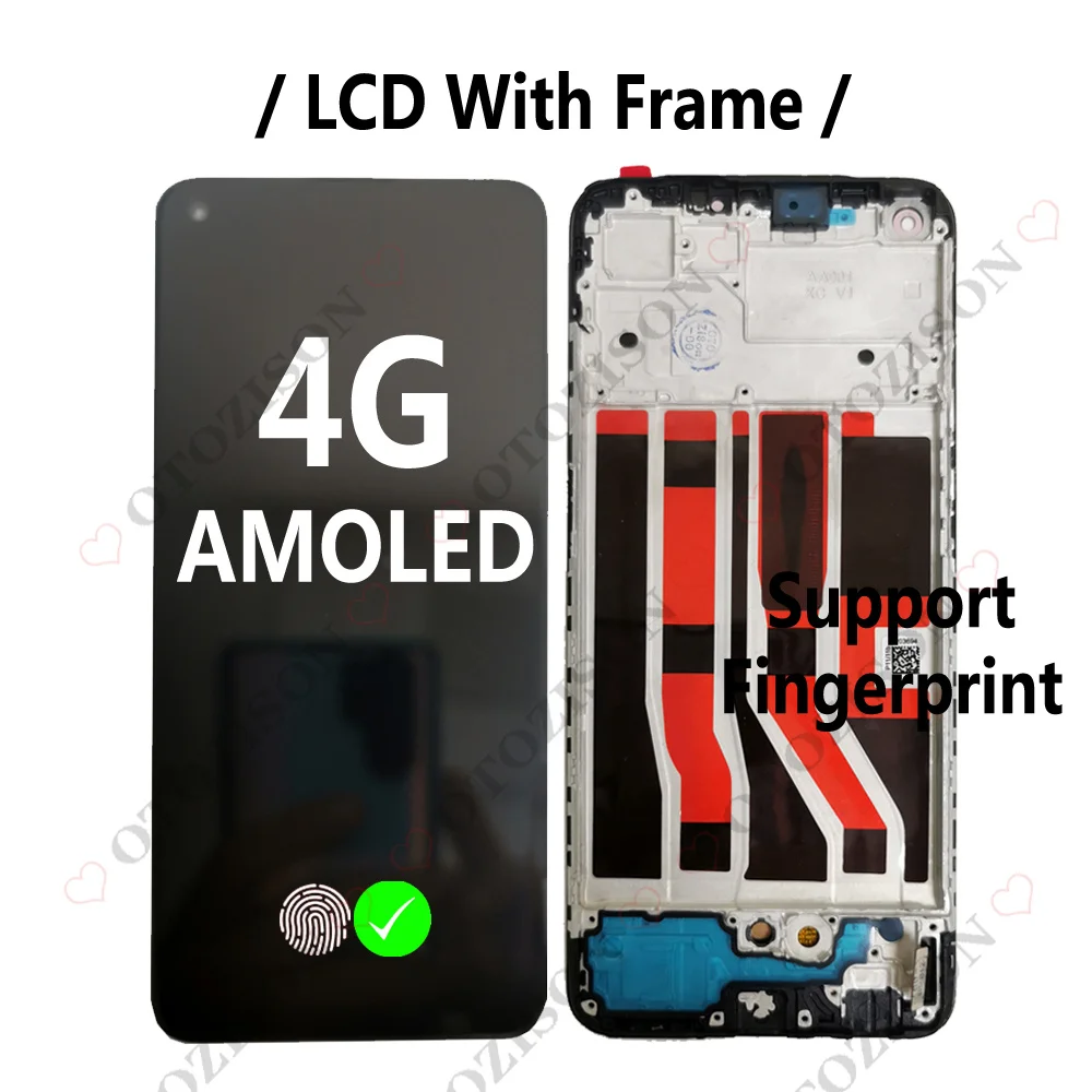 AMOLED LCD With Frame For OPPO A74 4G CHP2219 LCD A74 5G CPH2197 CPH2263 Display Screen Touch Digitizer Assembly Replacement