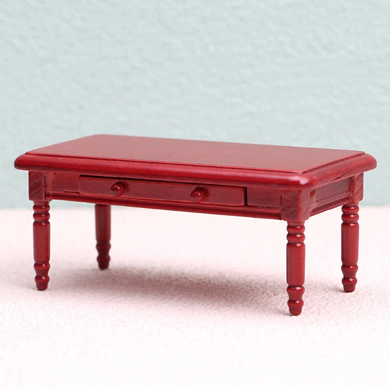 

1:12 Dollhouse Miniature Table Red Coffee Table Wooden End Table Teatable Model Furniture Home Decor Toy