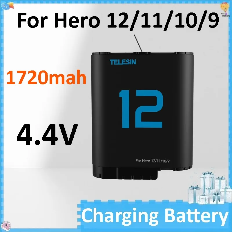 Hero 12 Battery 1720 MAh Fully Decoded Battery for GoPro Hero 12 11 10 9 Accessories Fast Charger Box