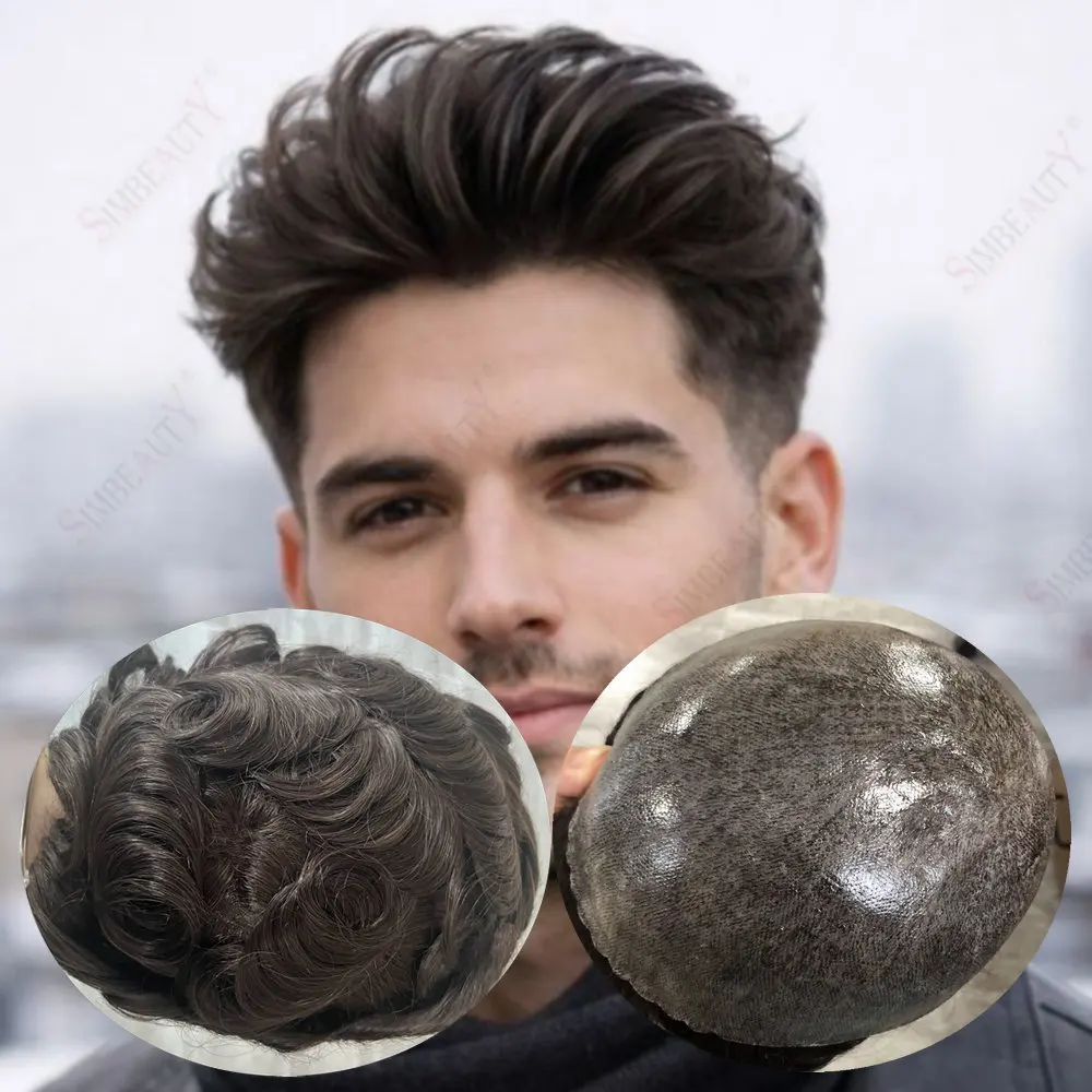 

Незаметный мужской парик-накладка из полиуретана толщиной 0,1 мм, 100% натуральные человеческие волосы, черный, серый, коричневый, мужской капиллярный протез
